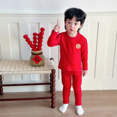 批发[黛琳芬]90-160码红色德绒保暖<b class='q'>内衣</b><b class='q'>儿童</b>睡衣男女孩家居服控价59元