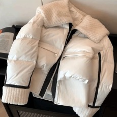 批发韩系白色翻领宽松棉服短外套女秋冬小个子保暖加厚面包服棉衣棉袄