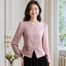 批发实拍2026秋新品蕾丝木耳边花边针织上衣女