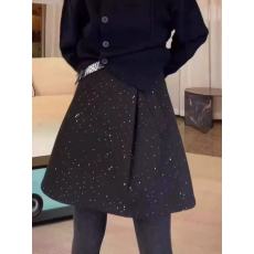 批发2025春季新款毛呢细闪A字裙短裙大码胖MM欧洲站高腰显瘦半身裙子