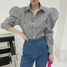 批发chic 韩国秋季新款法式宫廷时尚气质设计感泡泡袖上衣<b class='q'>衬衫</b>衣