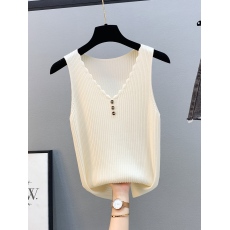 批发冰丝吊带背心女内搭西装打底衫时尚小香风针织衫无袖纽扣夏季上衣