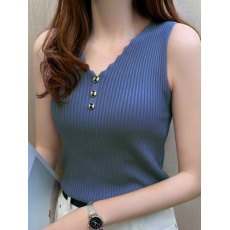 批发冰丝小吊带无袖背心女夏外穿内搭宽松韩版短款v领针织打底衫上衣