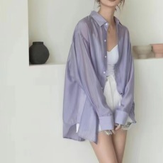 批发2026新款<b class='q'>韩版</b>防晒<b class='q'>衬衫</b>上衣夏季薄款宽松设计感小众后背开叉<b class='q'>衬衫</b>女