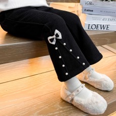 批发女童裤子春秋季2025年<b class='q'>新款</b>儿童洋气冬季女宝宝钉珠春秋冬装喇叭裤