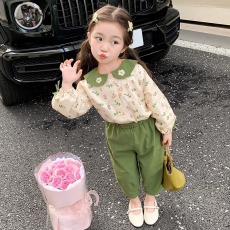 批发女小童套装春秋2025新款网红韩系女孩宝宝洋气<b class='q'>娃娃衫</b>春秋装两件套