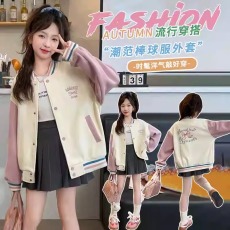 批发女童春秋外套2025新款中大童时尚洋气<b class='q'>夹克</b>上衣<b class='q'>儿童</b>休闲百搭棒球服