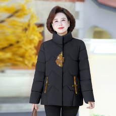 批发中国风<b class='q'>中老年</b>棉衣女中长款冬季高档羽绒棉服洋气刺绣妈妈棉袄