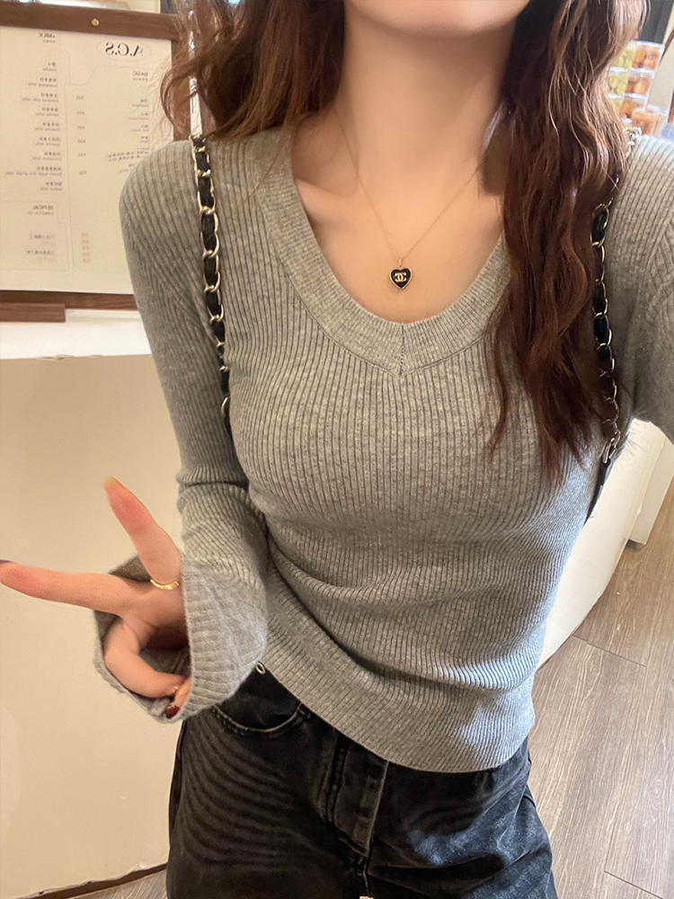 MY14945# 打底衫新款小香风内搭低圆领毛衣针织长袖上衣女裝貨源服裝批...