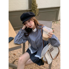 批发实价撞色气质韩系条纹小衫2026春季新款圆领短款<b class='q'>甜美</b>百搭上衣女装