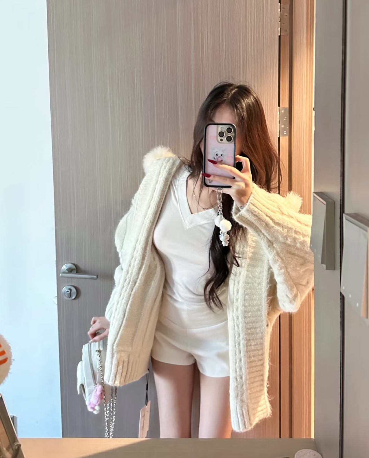 실사 슈퍼 무거운 여우 모피 칼라 당겨서 털 모피 센스 양모 두꺼운 스웨터
