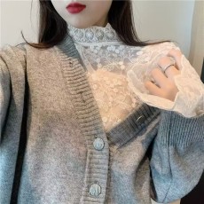 批发春秋高端<b class='q'>蕾丝</b>打底衫女2026新款超仙内搭毛衣<b class='q'>上衣</b>洋气网纱小衫