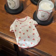 批发ins宠物狗狗衣服春夏秋打底衫草莓泡泡袖上衣猫通用马尔济斯比熊