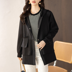 批发限价+12 大码女装连帽显瘦时尚洋气<b class='q'>外套</b>秋新款胖妈妈中长款上衣