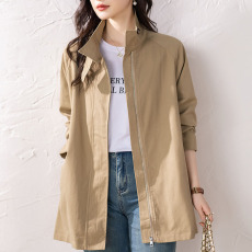 批发限价+12 女装秋季新款风衣<b class='q'>外套</b>韩版<b class='q'>中长款</b>翻领百搭工装上衣