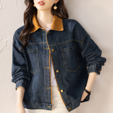 批发限价+12 拼接牛仔外套女春季短款2026新款休闲百搭小个子夹克上衣