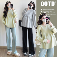 批发实拍2026春季新款休闲百搭宽松减龄纯棉卫衣孕妇娃娃衫