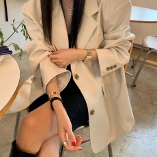 批发已出货     个性PU皮西装领长款皮衣外套