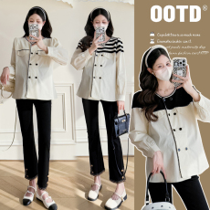 批发实拍2025秋装孕妇潮妈气质上衣设计感重工衬衫宽松遮肚显瘦上衣