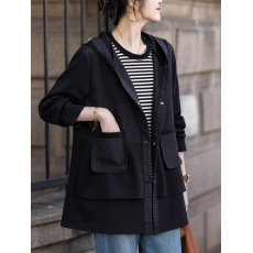 批发限价+12+小视频 2026春秋新款<b class='q'>大码</b>女装休闲连帽百搭时尚宽松外套