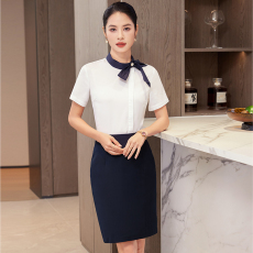 批发职业白衬衫女<b class='q'>短袖</b>春夏气质通勤套装酒店前台<b class='q'>珠宝</b>店金店衬衣工作服
