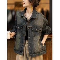 批发限价+12+小视频 女装上衣2026春款复古做旧水洗牛仔外套夹克上衣