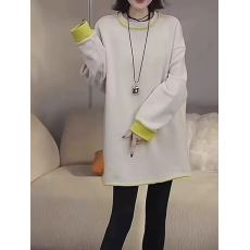 批发2026春装爆款大码胖mm时尚洋气独特别致中长款上衣宽松欧货卫衣女