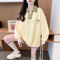 批发首发实拍 华棉复牛奶丝特<b class='q'>大码</b>学院风polo衫秋季薄款卫衣女