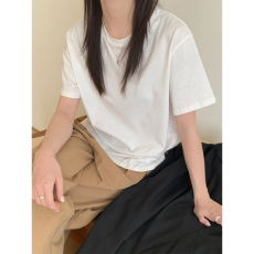 批发实价不减<b class='q'>实拍</b>下摆开叉圆领短袖内搭打底衫女新款休闲百搭上衣t恤