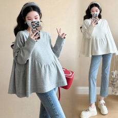 批发实拍2026春季新款韩版时尚金金亮片工艺面料韩版孕妇上衣