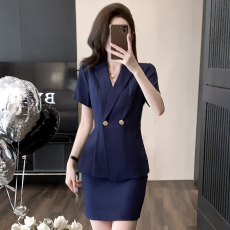 批发职业西装套装女短袖<b class='q'>夏季</b>酒店前台接待工装<b class='q'>珠宝</b>店美容院西装工作服