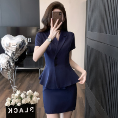 批发职业短袖西装套装女<b class='q'>夏季</b>2025新款<b class='q'>珠宝</b>店工装美容院工作服西装外套