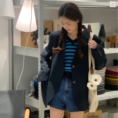 批发尺寸已更新 韩版温柔暖黄色 通勤百搭单排扣宽松休闲西装外套西服