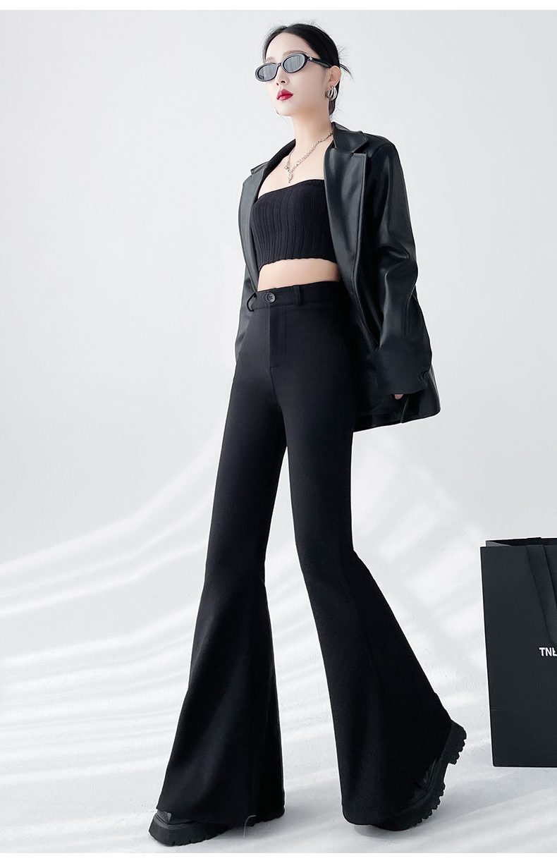 实拍2025春季新款韩版高腰显瘦垂感喇叭裤ol职业西装裤长裤女