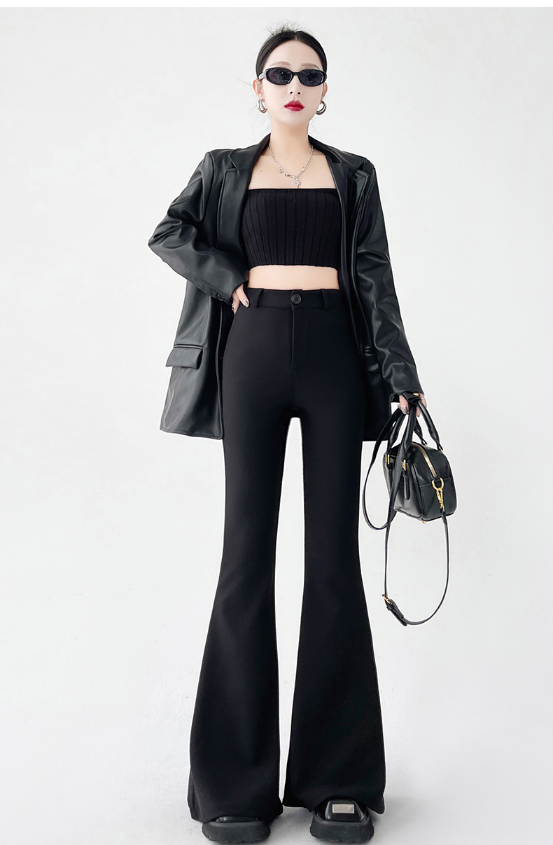 实拍2025春季新款韩版高腰显瘦垂感喇叭裤ol职业西装裤长裤女