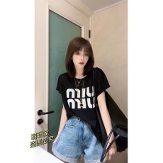 批发抖音天猫品质<b class='q'>韩版</b>时尚字母刺绣针织短袖T恤凉爽透气显瘦百搭上衣