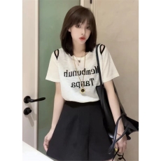 批发天猫抖音质量设计感仿亚麻面料<b class='q'>露肩</b>短袖t恤夏薄款韩版宽松<b class='q'>上衣</b>