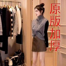 批发时髦双面穿马甲<b class='q'>毛衣</b>女秋冬高领叠穿上衣气质百搭软糯羊绒衫<b class='q'>背心</b>潮