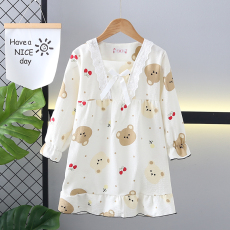 批发黛琳芬8-18码仿棉长袖睡裙儿童睡衣春秋薄款女孩童装家居服10