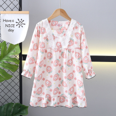 批发黛琳芬8-18码仿棉长袖睡裙儿童睡衣春秋薄款女孩童装家居服10