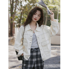 批发实拍斜纹牛仔<b class='q'>外套</b>女2026春秋新款休闲时尚<b class='q'>百搭</b>工装小个子夹克上衣