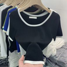 批发抖音天猫品质夏季纯欲别致甜辣妹短款针织设计感小众短恤女ins潮