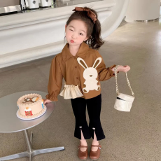 批发女童套装2025年<b class='q'>春</b>新款韩版兔子喇叭裤时髦网红别致宝宝休闲两件套