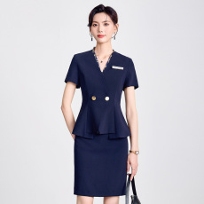 批发<b class='q'>珠宝</b>店柜台员工职业工装短袖西服套装女春夏<b class='q'>修身</b>显瘦气质V领西装