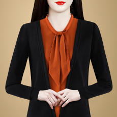 批发2026春季假两件长袖女士针织衫衬衣<b class='q'>妈妈</b>装时尚减龄百搭上衣