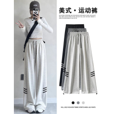 批发韩国外贸侧边拼接三条杠休闲长<b class='q'>裤</b>女秋季新款学生<b class='q'>韩版</b>运动直筒<b class='q'>裤</b>