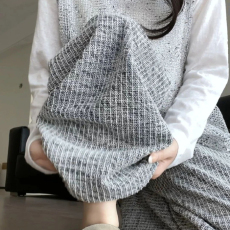 批发韩国外贸氛围感灰色格子直筒休闲<b class='q'>裤</b>女新款<b class='q'>宽松</b>慵懒显瘦阔腿拖地<b class='q'>裤</b>