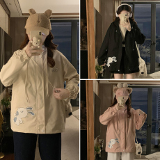 批发13初中生春季连帽风衣15岁少女14大童休闲宽松外套冲锋衣女上衣