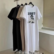 批发仿棉牛奶丝#过膝气质<b class='q'>连衣裙</b>夏季胖mm<b class='q'>大码</b>短袖宽松显瘦休闲中长<b class='q'>裙</b>