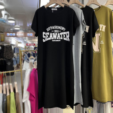 批发仿棉牛奶丝#夏新款气质连衣裙显瘦宽松大码长裙休闲风睡裙女跨境